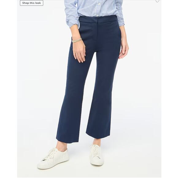 J. Crew Factory NWT Petite Kelsey Cotton-Blend Flare Pant in Navy // 4 Petite - Picture 1 of 12